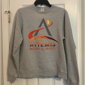 small grey NASA Artemis mission crewneck sweatshirt